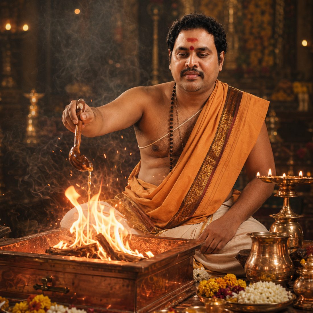 Sharma garu performing a Vedic homam